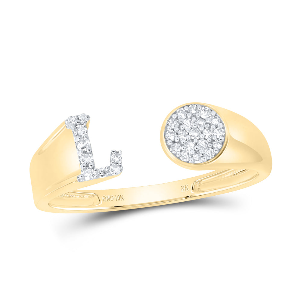1/8Ctw-Nat Dia Nk Gift Initial "L" Round Ladies Ring (1.54 grams)