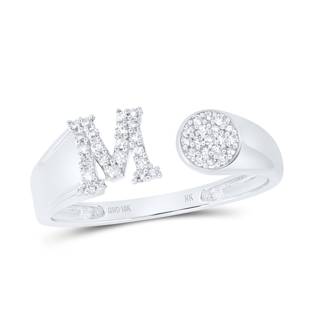 1/6Ctw-Nat Dia Nk Gift Initial "M" Round Ladies Ring (1.84 grams)