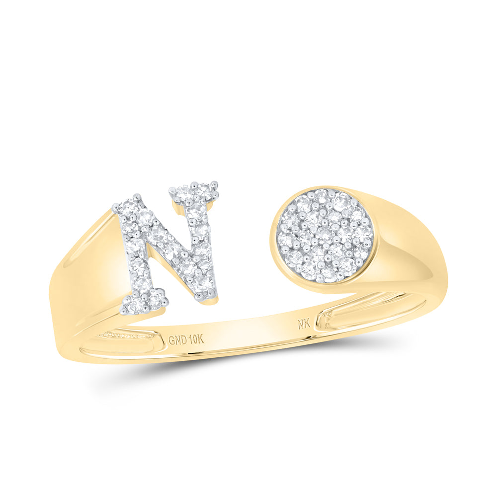 1/6Ctw-Nat Dia Nk Gift Initial "N" Round Ladies Ring (1.78 grams)