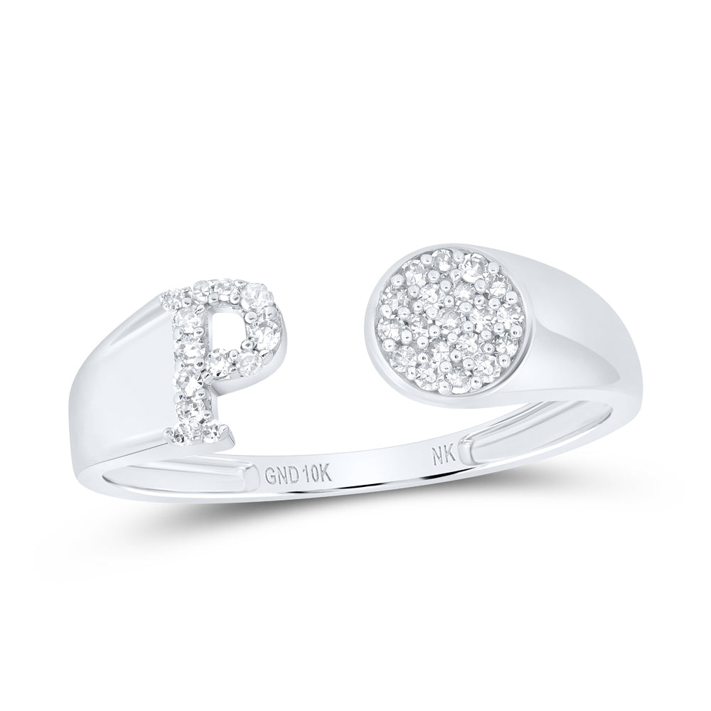 1/8Ctw-Nat Dia Nk Gift Initial "P" Round Ladies Ring (1.54 grams)