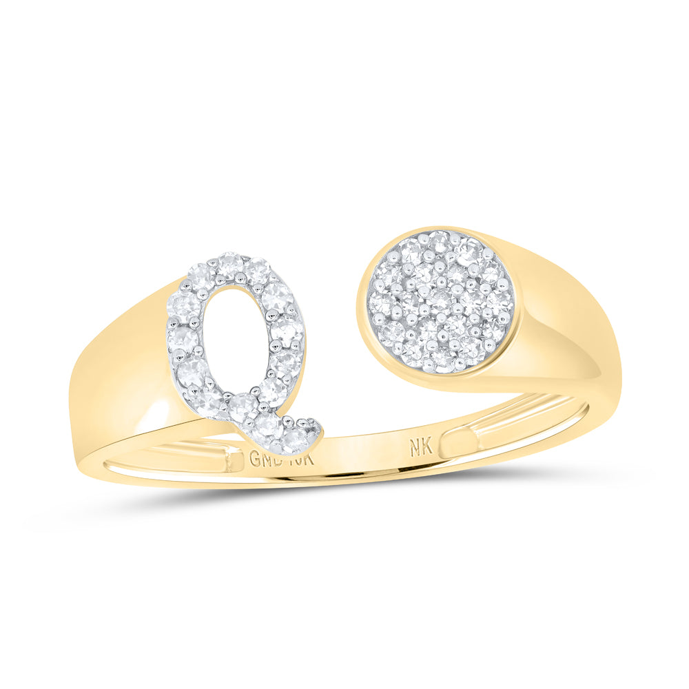 1/6Ctw-Nat Dia Nk Gift Initial "Q" Round Ladies Ring (1.5 grams)