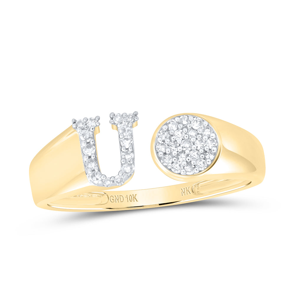 1/6Ctw-Nat Dia Nk Gift Initial "U" Round Ladies Ring (1.65 grams)
