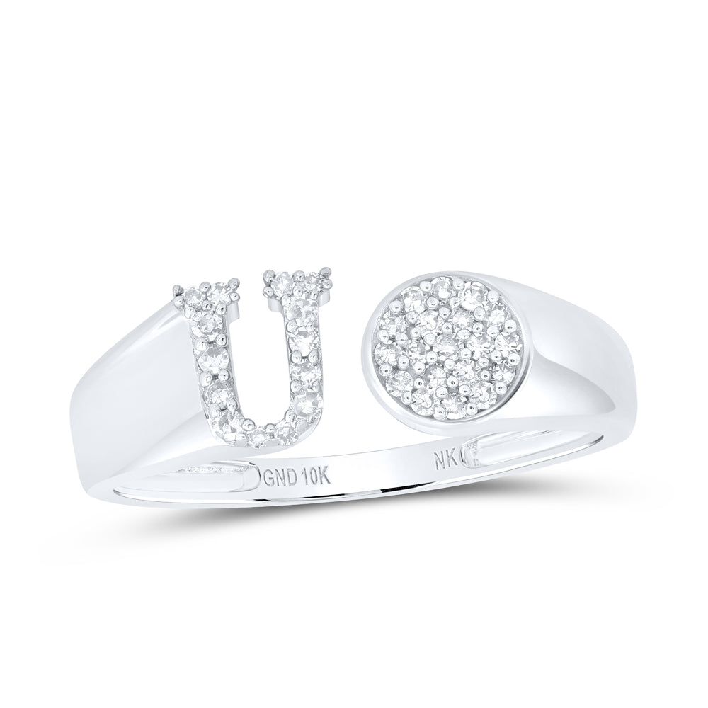 1/6Ctw-Nat Dia Nk Gift Initial "U" Round Ladies Ring (1.59 grams)