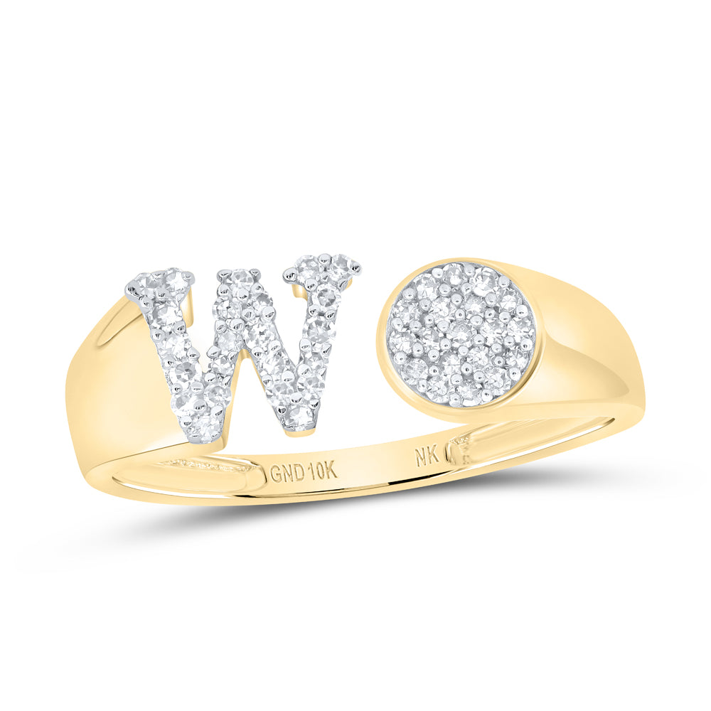 1/6Ctw-Nat Dia Nk Gift Initial "W" Round Ladies Ring (1.81 grams)