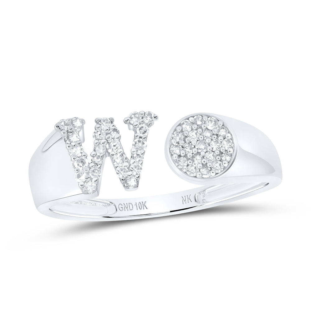 1/6Ctw-Nat Dia Nk Gift Initial "W" Round Ladies Ring (1.97 grams)