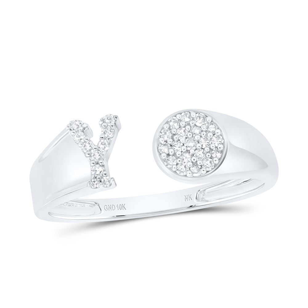 1/8Ctw-Nat Dia Nk Gift Initial "Y" Round Ladies Ring (1.6 grams)