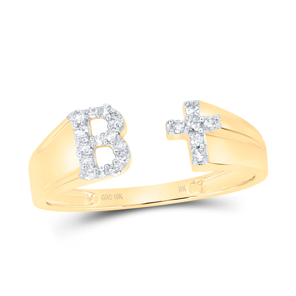 1/10Ctw-Nat Dia Nk Gift Initial "B" Ladies Cross Ring (1.5 grams)