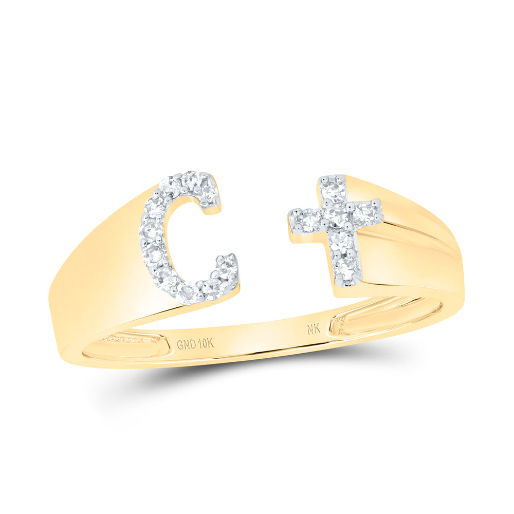 1/10Ctw-Nat Dia Nk Gift Initial "C" Ladies Cross Ring (1.44 grams)
