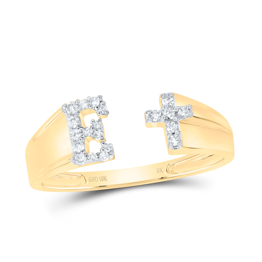 1/10Ctw-Nat Dia Nk Gift Initial "E" Ladies Cross Ring (1.41 grams)