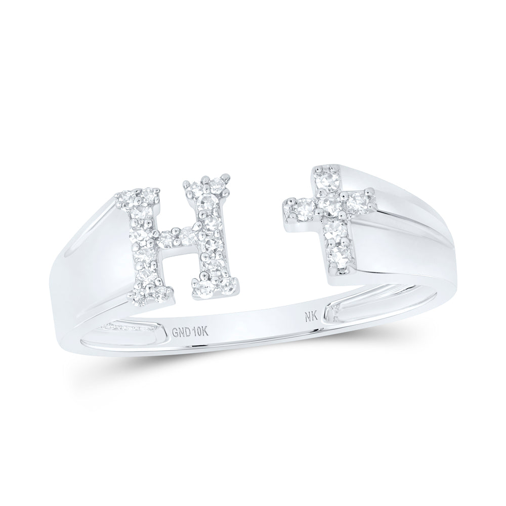 1/10Ctw-Nat Dia Nk Gift Initial "H" Ladies Cross Ring (1.51 grams)