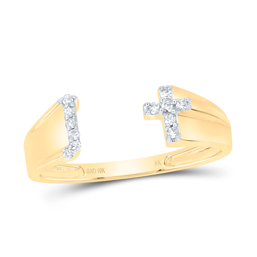 1/12Ctw-Nat Dia Nk Gift Initial "J" Ladies Cross Ring (1.36 grams)