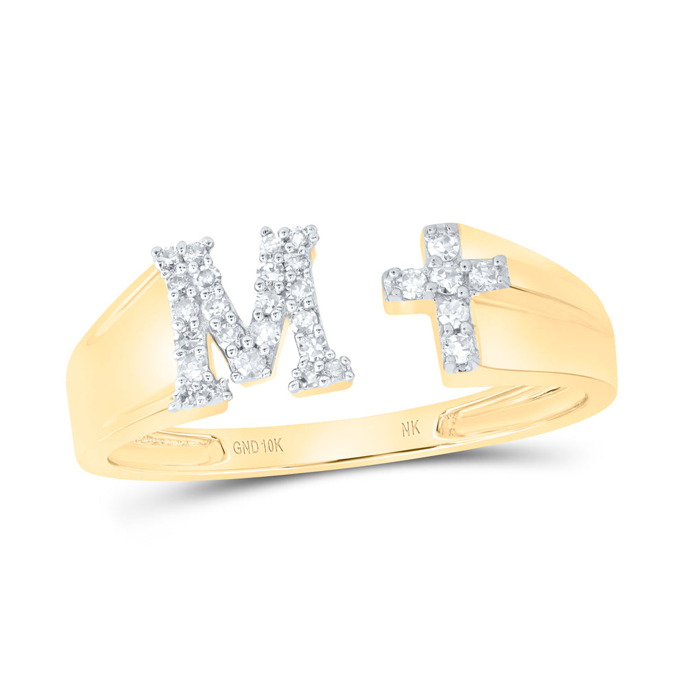 1/8Ctw-Nat Dia Nk Gift Initial "M" Ladies Cross Ring (1.57 grams)