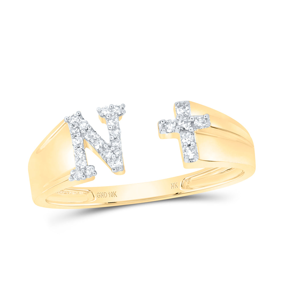 1/10Ctw-Nat Dia Nk Gift Initial "N" Ladies Cross Ring (1.59 grams)
