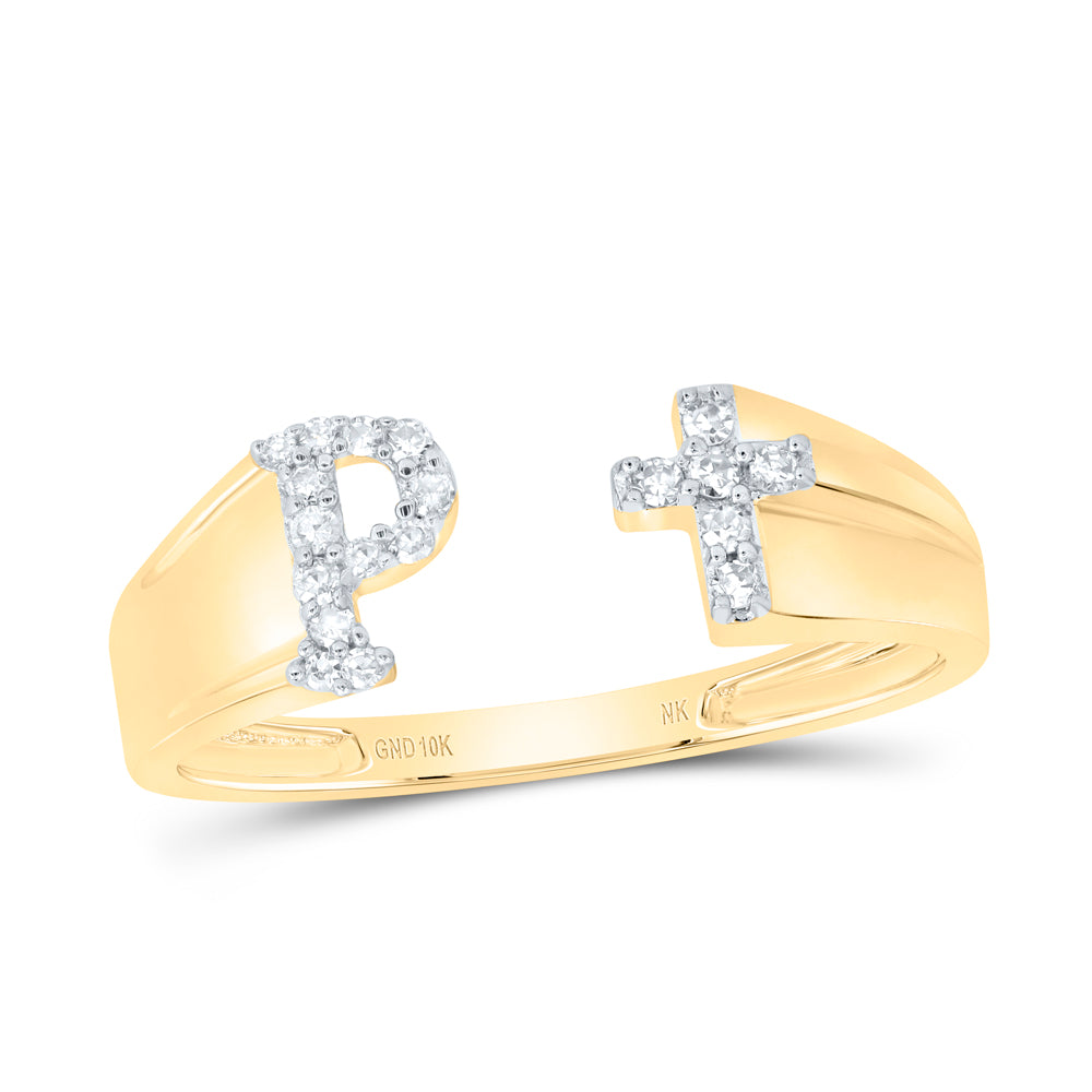 1/10Ctw-Nat Dia Nk Gift Initial "P" Ladies Cross Ring (1.22 grams)