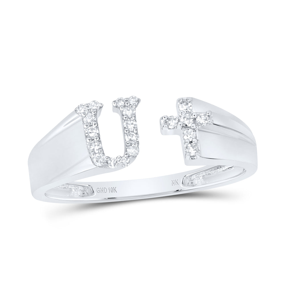 1/10Ctw-Nat Dia Nk Gift Initial "U" Ladies Cross Ring (1.61 grams)