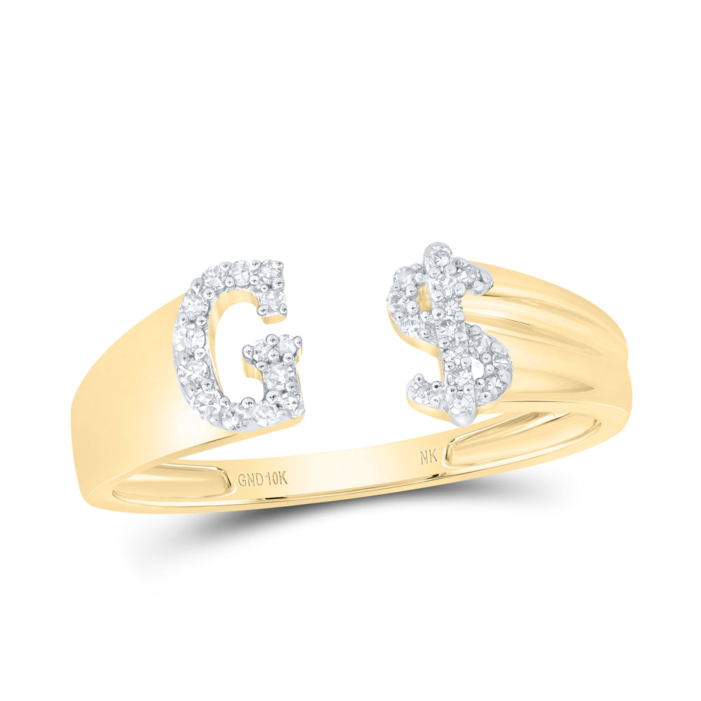 1/8Ctw-Nat Dia Nk Gift Initial "G" Ladies Dollar Ring (1.79 grams)