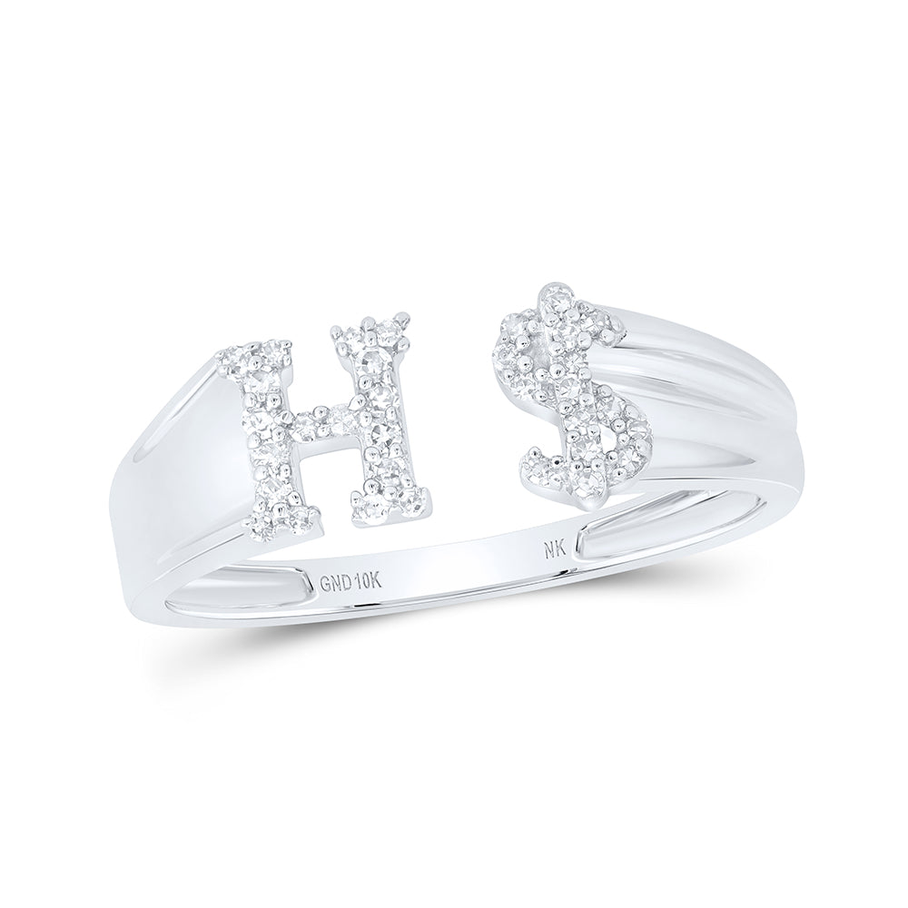 1/8Ctw-Nat Dia Nat Nk Gift Initial "H" Ladies Dollar Ring (1.78 grams)