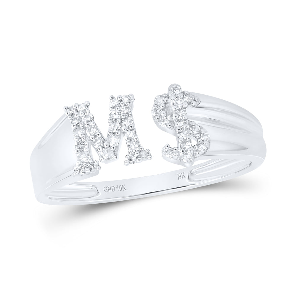 1/6Ctw-Nat Dia Nk Gift Initial "M" Ladies Dollar Ring (2 grams)