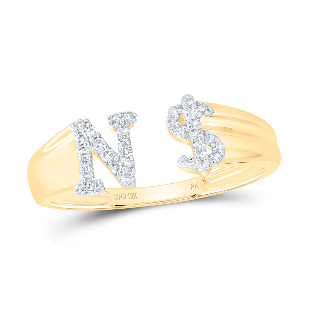 1/8Ctw-Nat Dia Nk Gift Initial "N" Ladies Dollar Ring (1.83 grams)