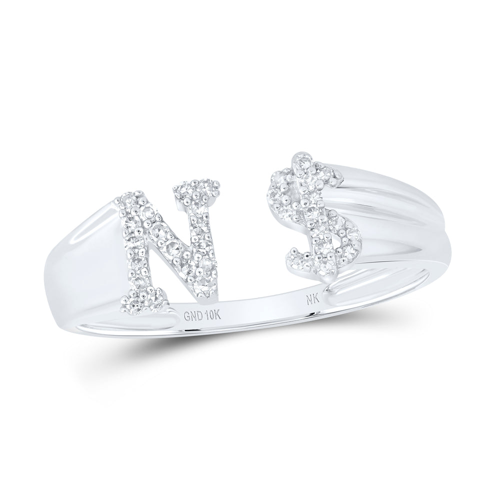 1/8Ctw-Nat Dia Nk Gift Initial "N" Ladies Dollar Ring (1.9 grams)