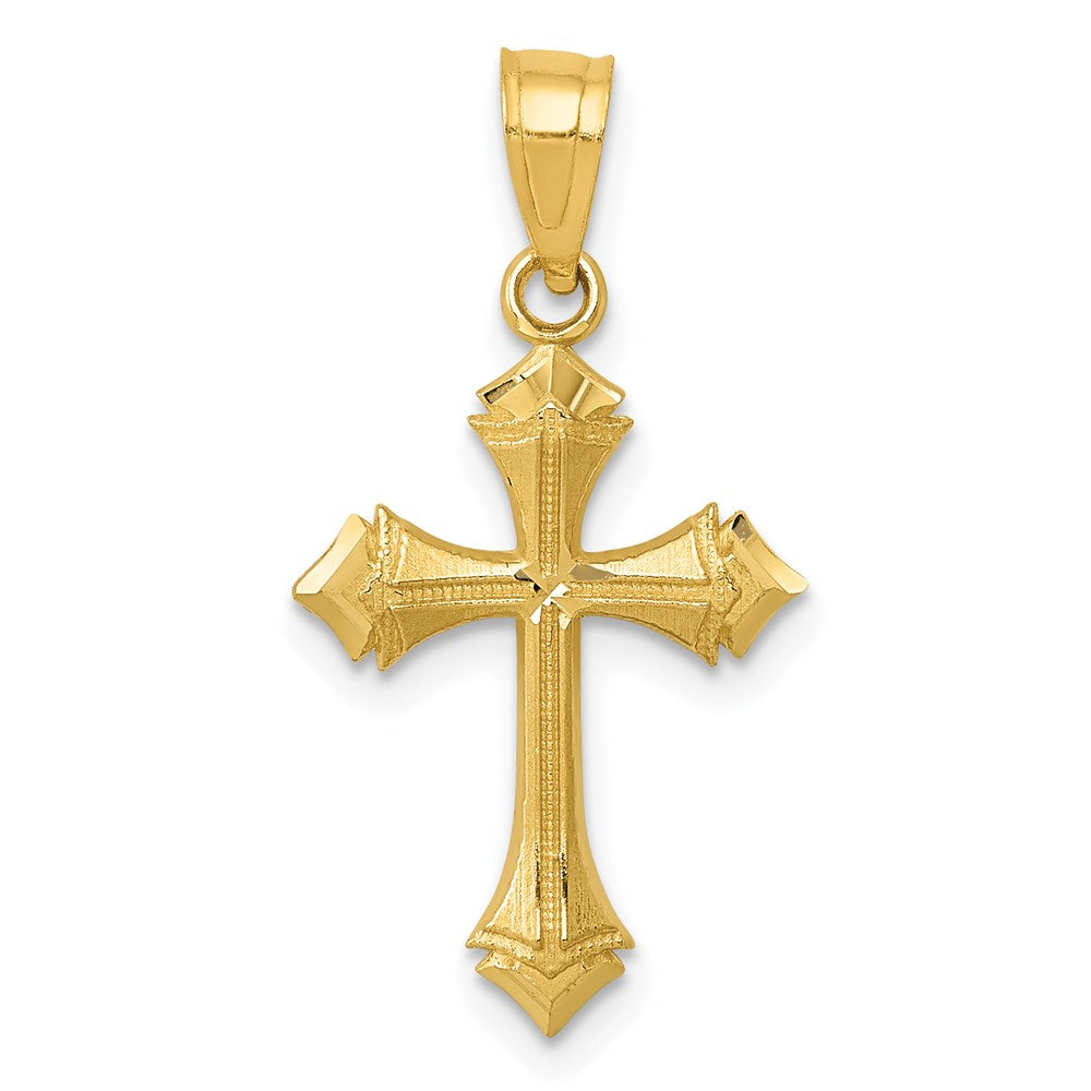 14k Yellow Gold 13 mm Diamond-cut Passion Cross Charm (0.7 grams)