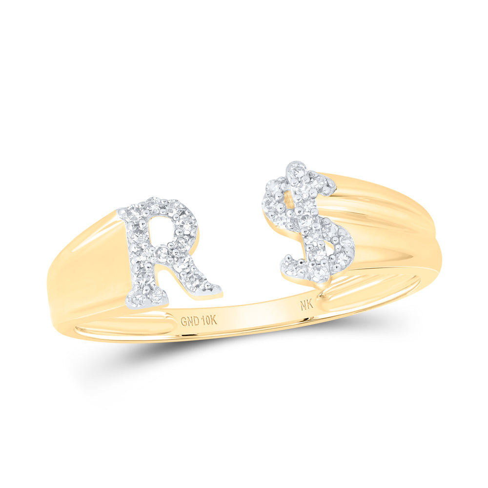 1/8Ctw-Nat Dia Nk Gift Initial "R" Ladies Dollar Ring (1.81 grams)