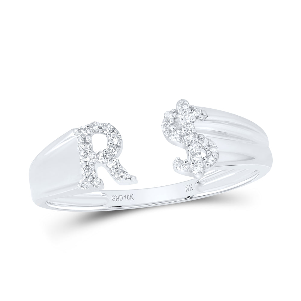 1/8Ctw-Nat Dia Nk Gift Initial "R" Ladies Dollar Ring (1.9 grams)