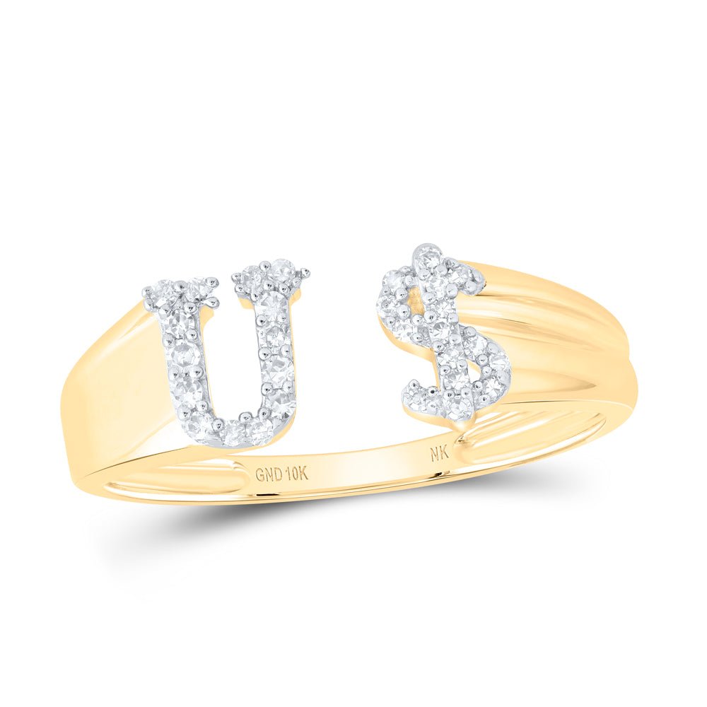 1/8Ctw-Nat Dia Nk Gift Initial "U" Ladies Dollar Ring (1.79 grams)