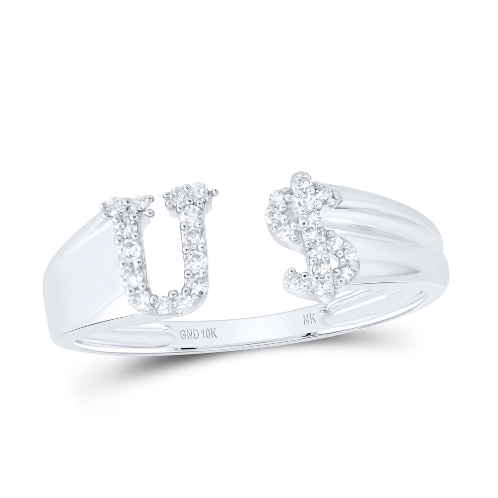 1/8Ctw-Nat Dia Nk Gift Initial "U" Ladies Dollar Ring (1.98 grams)