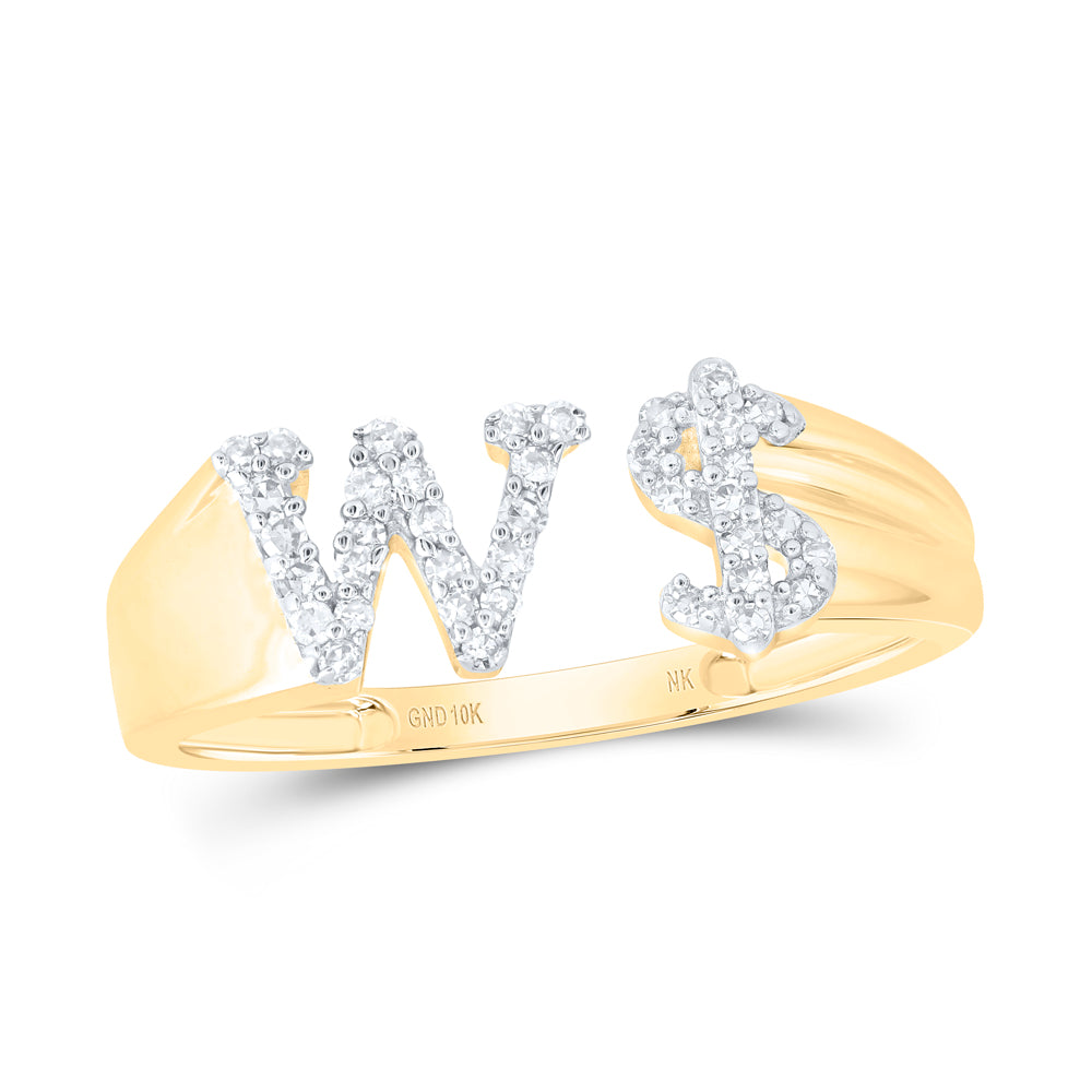 1/6Ctw-Nat Dia Nk Gift Initial "W" Ladies Dollar Ring (1.95 grams)