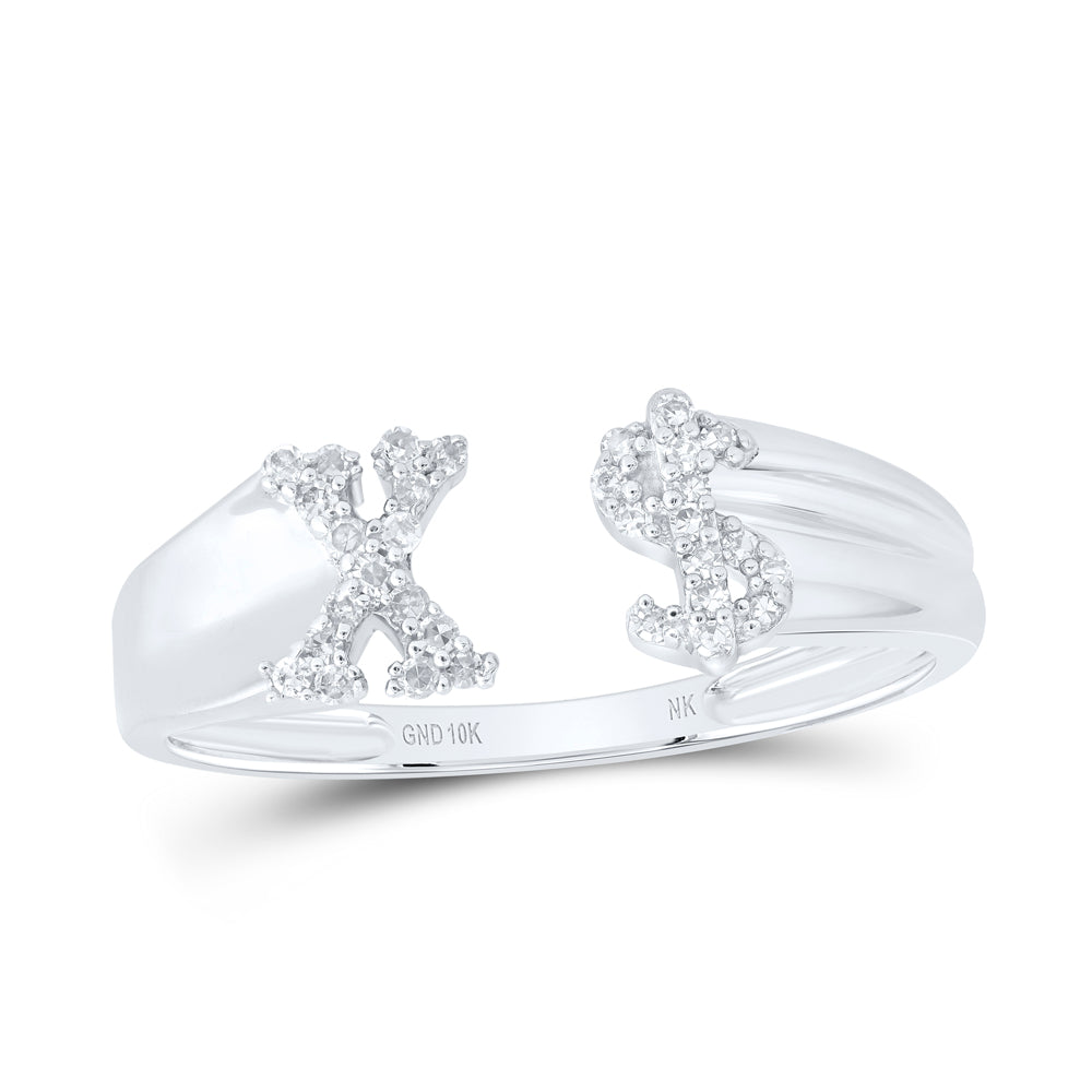 1/8Ctw-Nat Dia Nk Gift Initial "X" Ladies Dollar Ring (1.92 grams)