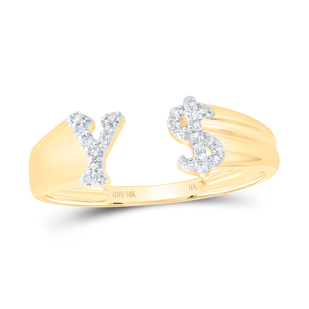 1/10Ctw-Nat Dia Nk Gift Initial "Y" Ladies Dollar Ring (1.59 grams)