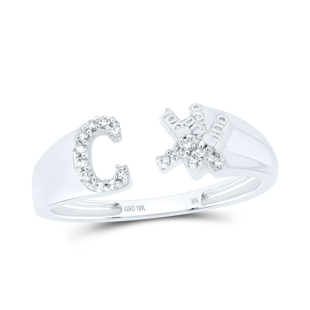 1/12Ctw-Nat Dia Nk Gift Initial "C" Ladies Ring (1.96 grams)