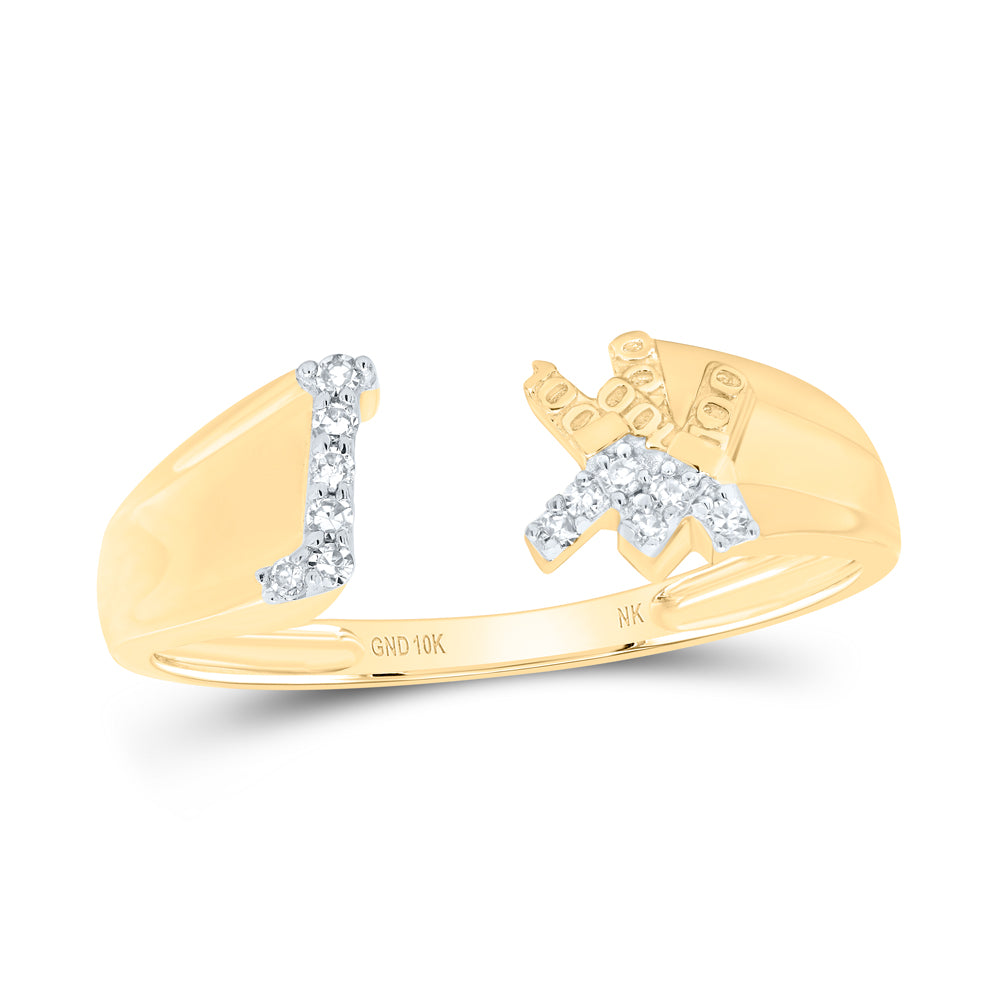 1/20Ctw-Nat Dia Nk Gift Initial "J" Ladies Ring (1.79 grams)