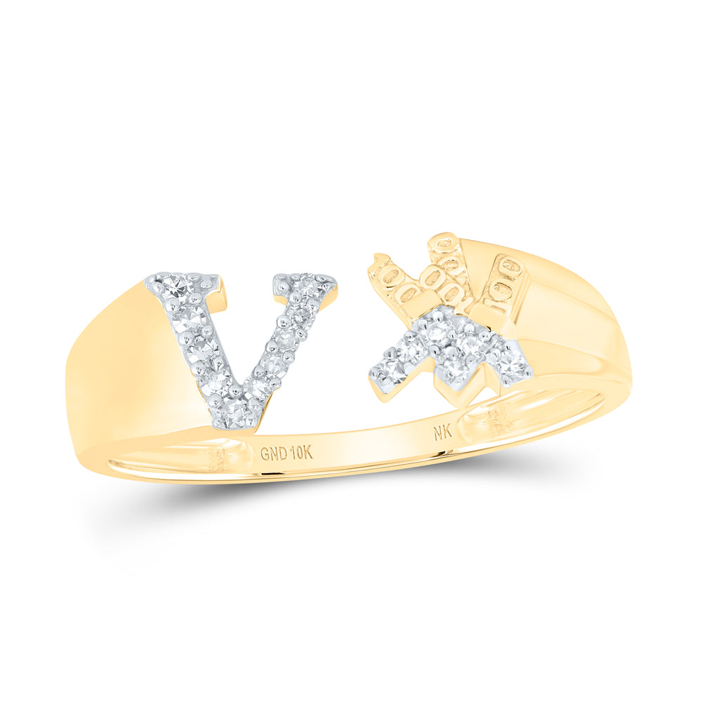 1/12Ctw-Nat Dia Nk Gift Initial "V" Ladies Ring (2.02 grams)