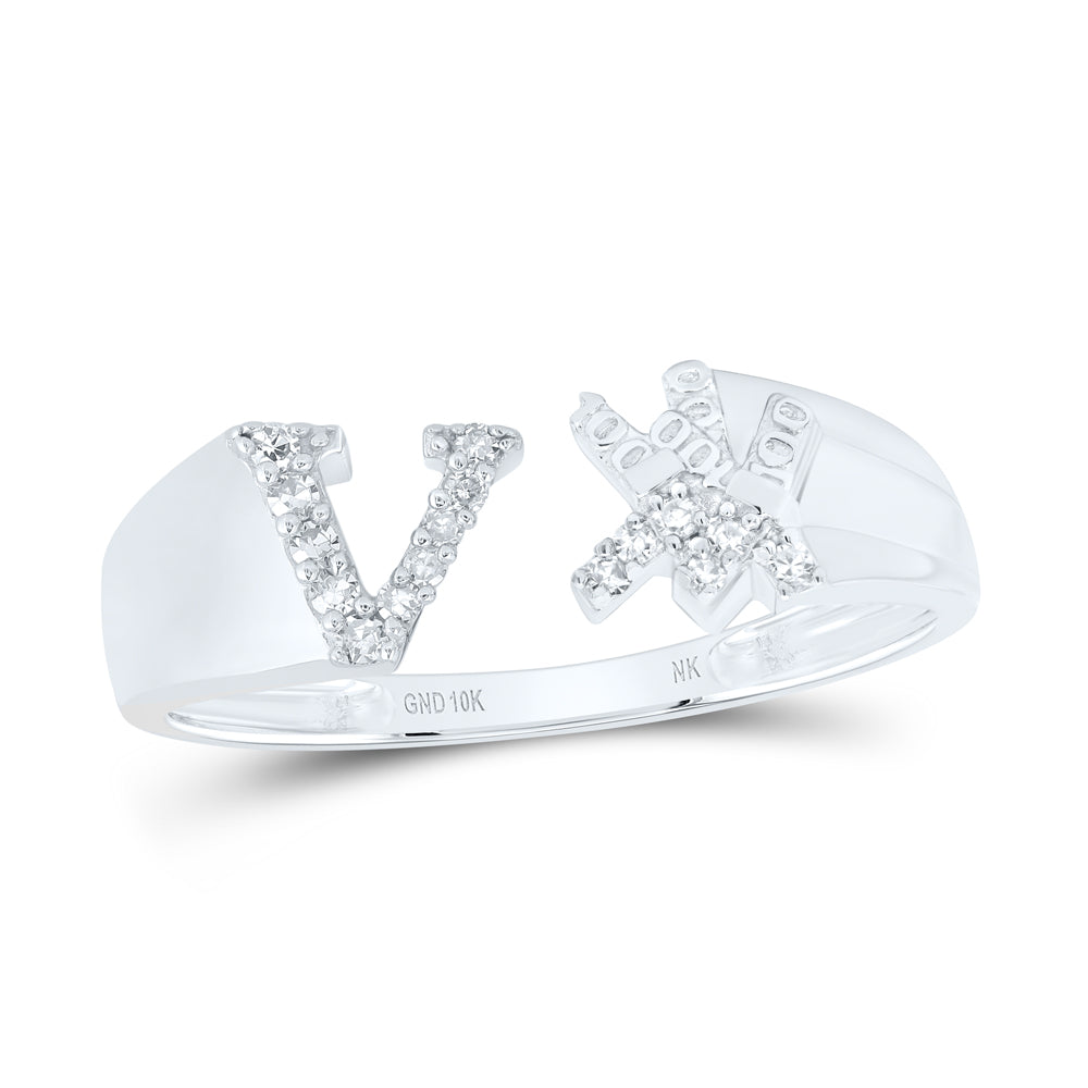 1/12Ctw-Nat Dia Nk Gift Initial "V" Ladies Ring (2.22 grams)