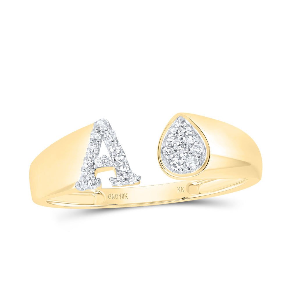 1/10Ctw-Nat Dia Nk Gift Initial "A" Pear Ladies Ring (1.57 grams)