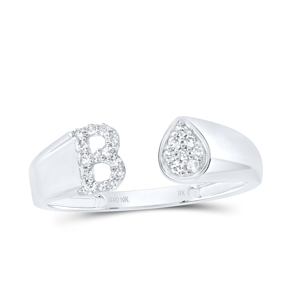 1/10Ctw-Nat Dia Nk Gift Initial "B" Pear Ladies Ring (1.58 grams)