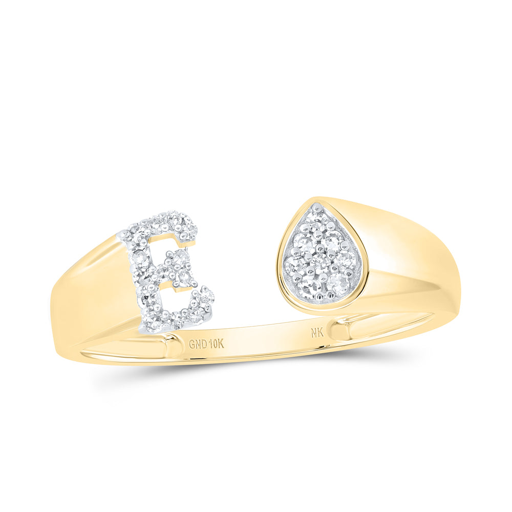 1/8Ctw-Nat Dia Nk Gift Initial "E" Pear Ladies Ring (1.6 grams)