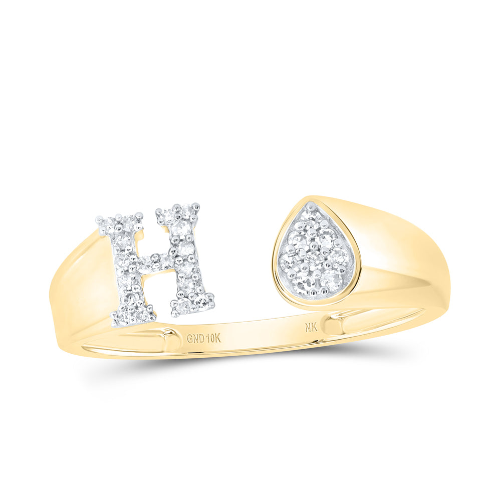 1/10Ctw-Nat Dia Nk Gift Initial "H" Pear Ladies Ring (1.61 grams)