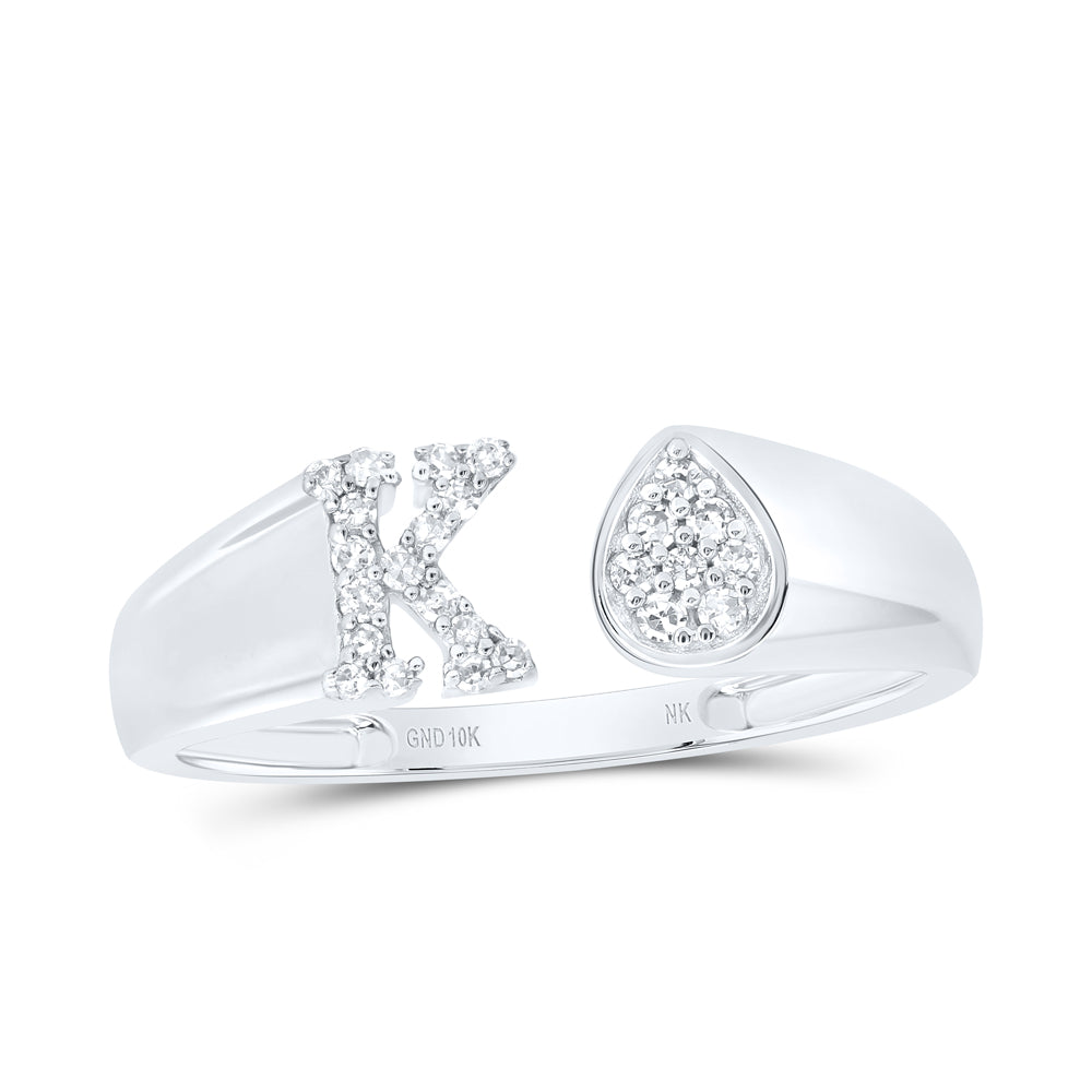 1/8Ctw-Nat Dia Nk Gift Initial "K" Pear Ladies Ring (1.53 grams)