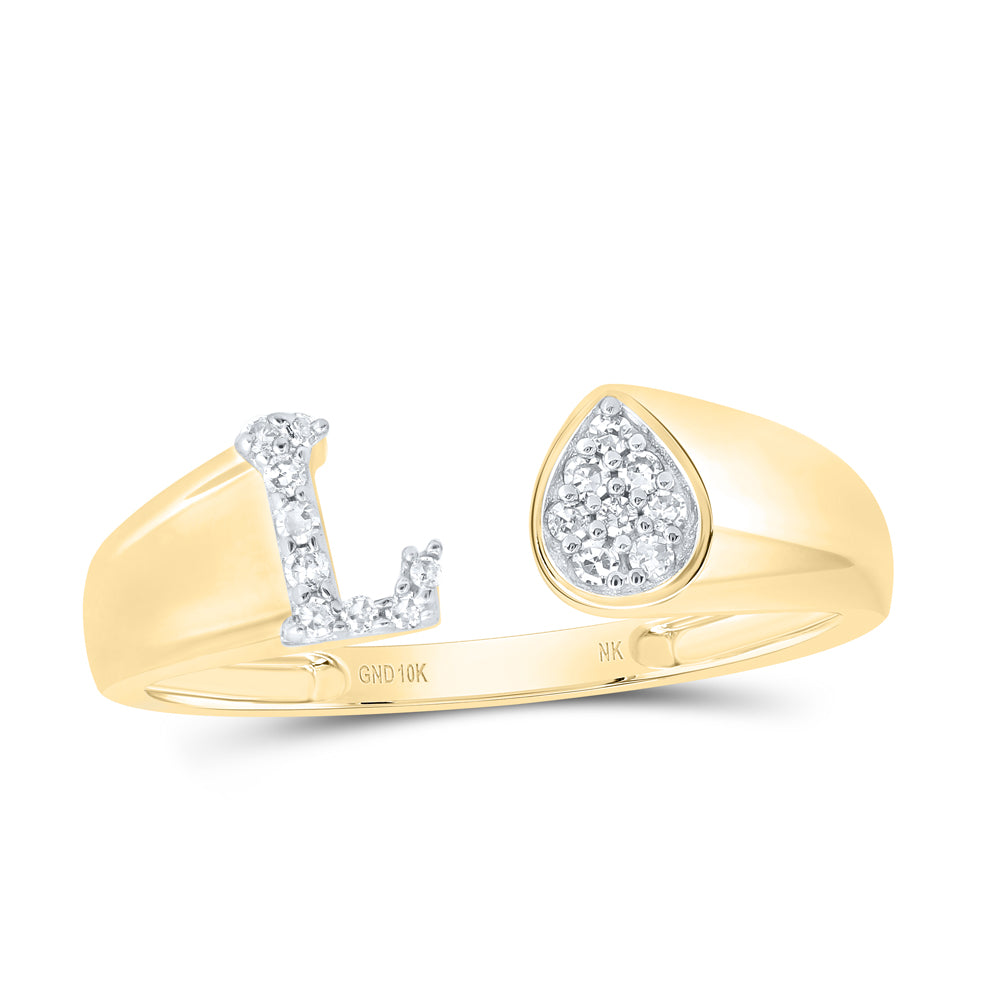 1/10Ctw-Nat Dia Nk Gift Initial "L" Pear Ladies Ring (1.5 grams)