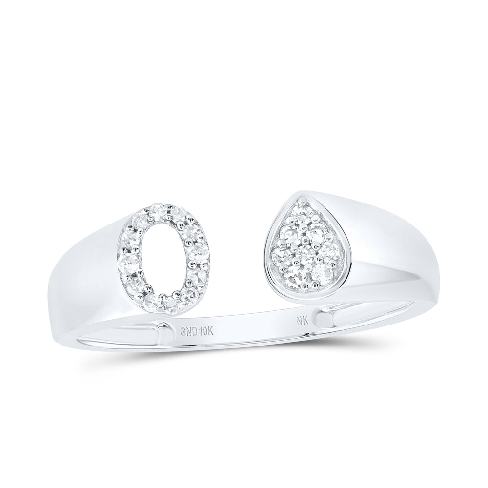 1/10Ctw-Nat Dia Nk Gift Initial "O" Pear Ladies Ring (1.63 grams)