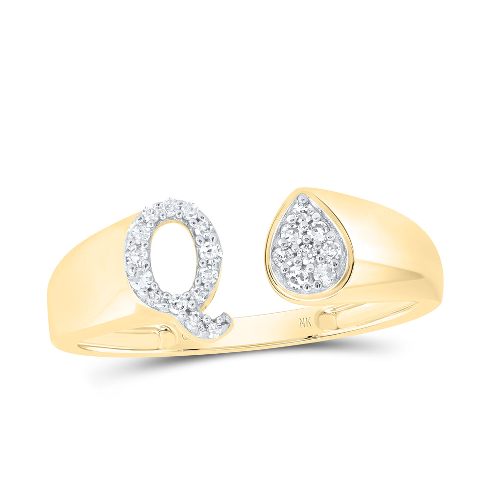 1/10Ctw-Nat Dia Nk Gift Initial "Q" Pear Ladies Ring (1.56 grams)