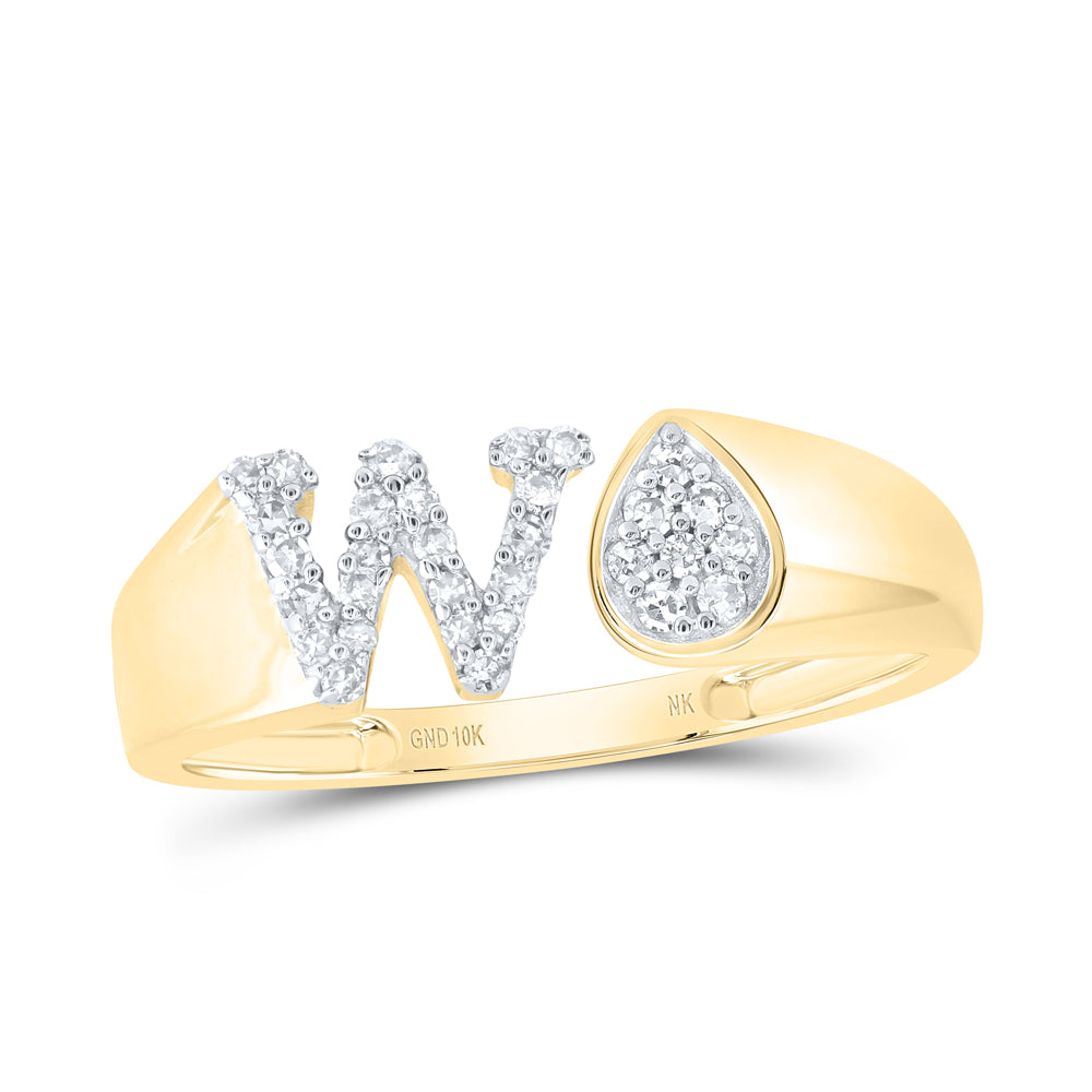 1/6Ctw-Nat Dia Nk Gift Initial "W" Pear Ladies Ring (1.69 grams)