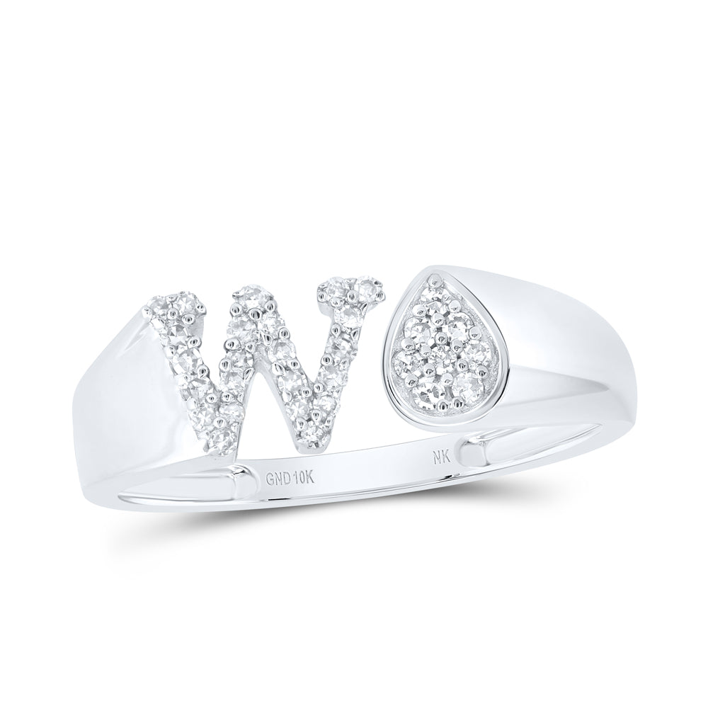 1/6Ctw-Nat Dia Nk Gift Initial "W" Pear Ladies Ring (1.69 grams)