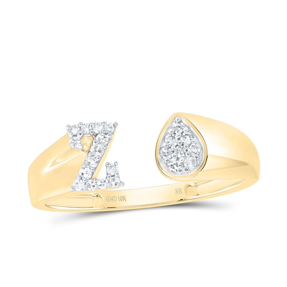 1/10Ctw-Nat Dia Nk Gift Initial "Z" Pear Ladies Ring (1.53 grams)