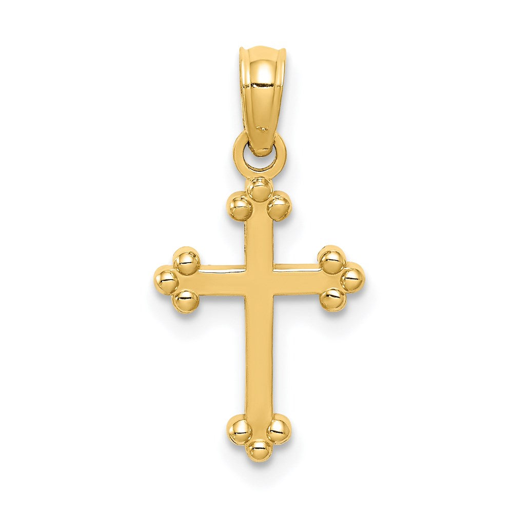 14k Yellow Gold 11 mm Budded Cross Charm (0.61 grams)