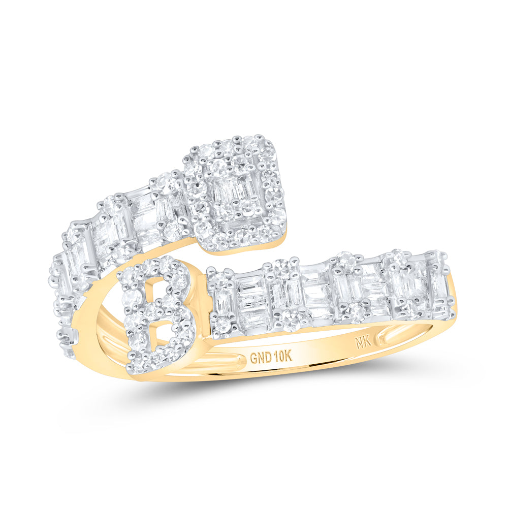 1/2 Ctw-Nat Dia Nk Fashion Initial "B" Ladies Cuff Ring (1.92 grams)