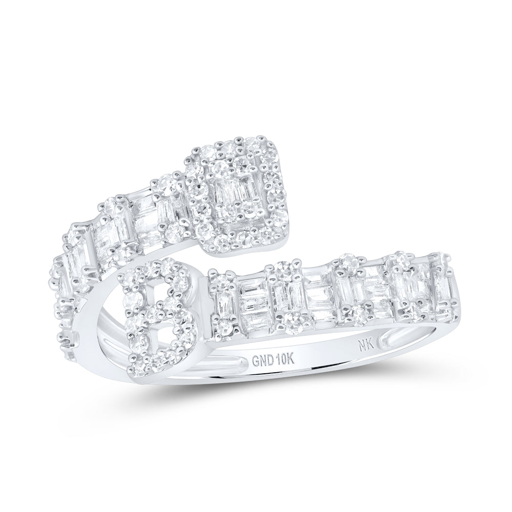 1/2 Ctw-Nat Dia Nk Fashion Initial "B" Ladies Cuff Ring (2.02 grams)